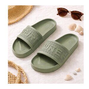 Hunter Womens Slides Sandals Size 10 Green Rubber Slip On Casual Preowned